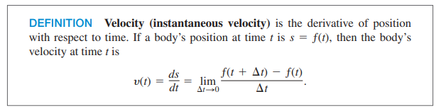 Definition of Instantaneous Velocity in Physics